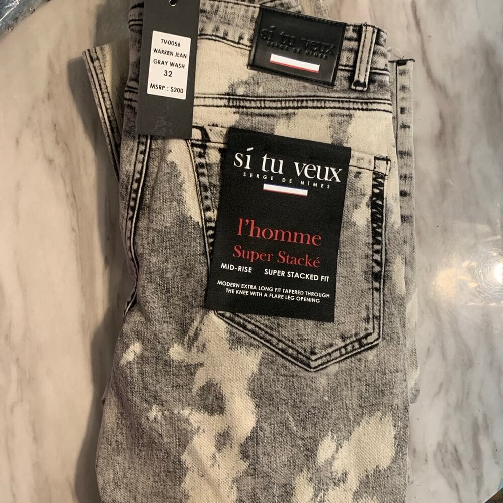 Si Tu Veux Superstack Grey Wash Mens Jeans Size 32 - Thumbnail 6