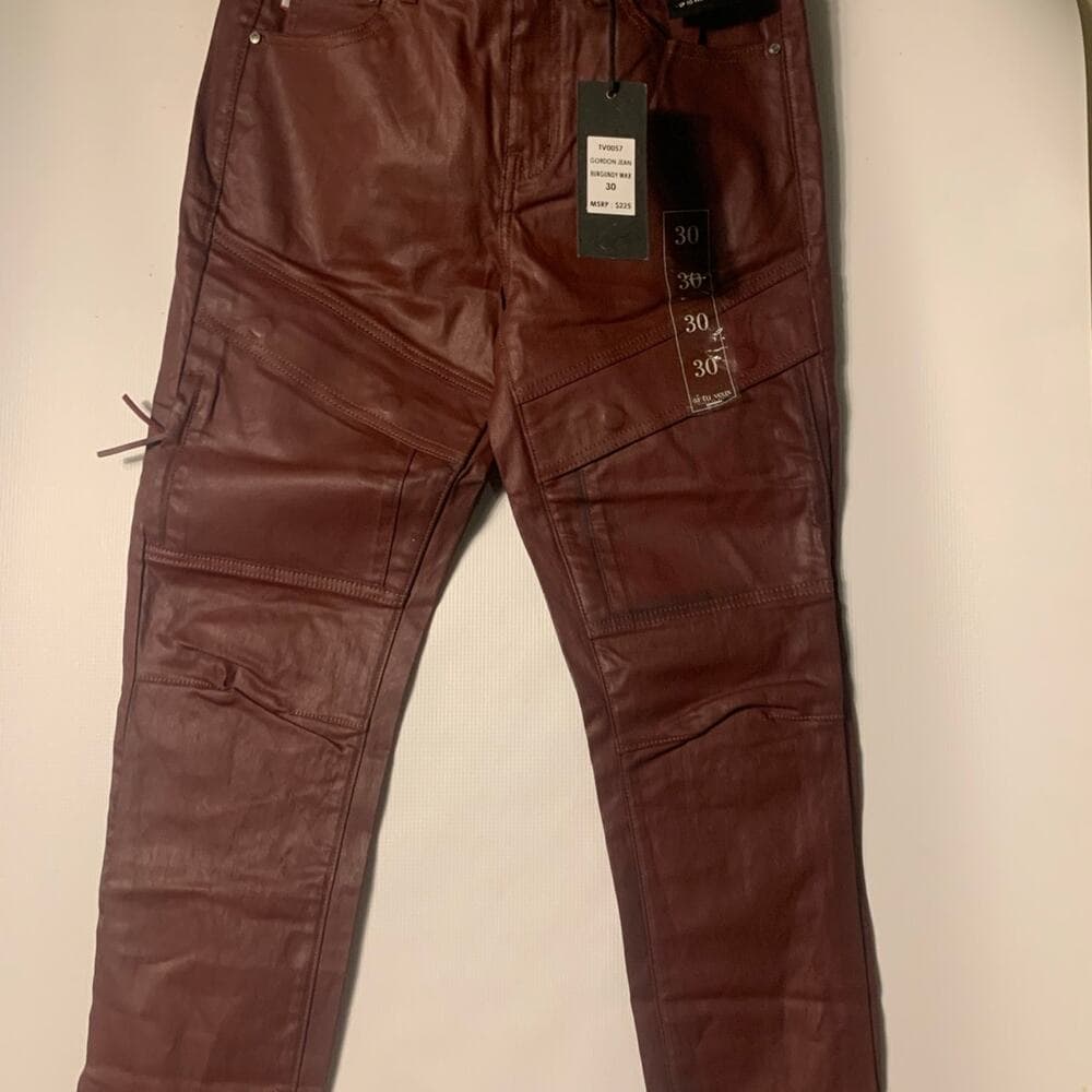 Si Tu Veux Superstack Burgundy Wax Mens Jeans Size 30 - Thumbnail 2