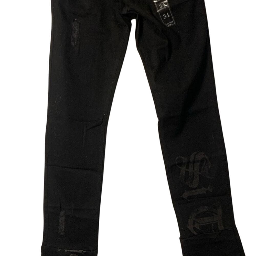 Si Tu Veux Superstack Black Wash Mens Jeans Size 34 - Thumbnail 9