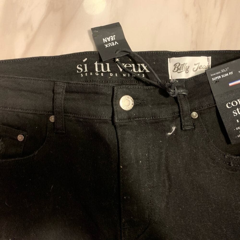 Si Tu Veux Superstack Black Wash Mens Jeans Size 34 - Thumbnail 4