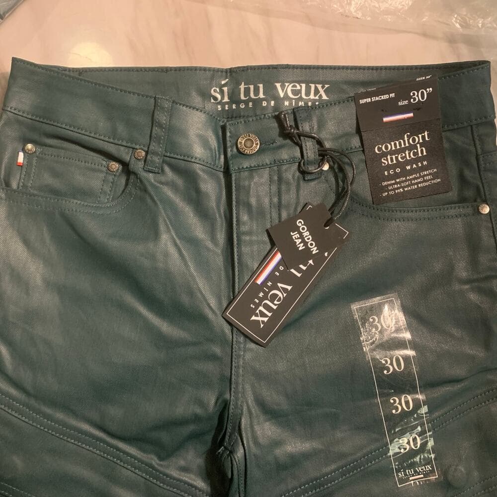 Si Tu Veux Superstack Hunter Green Wax Mens Jeans Size 30 - Thumbnail 2