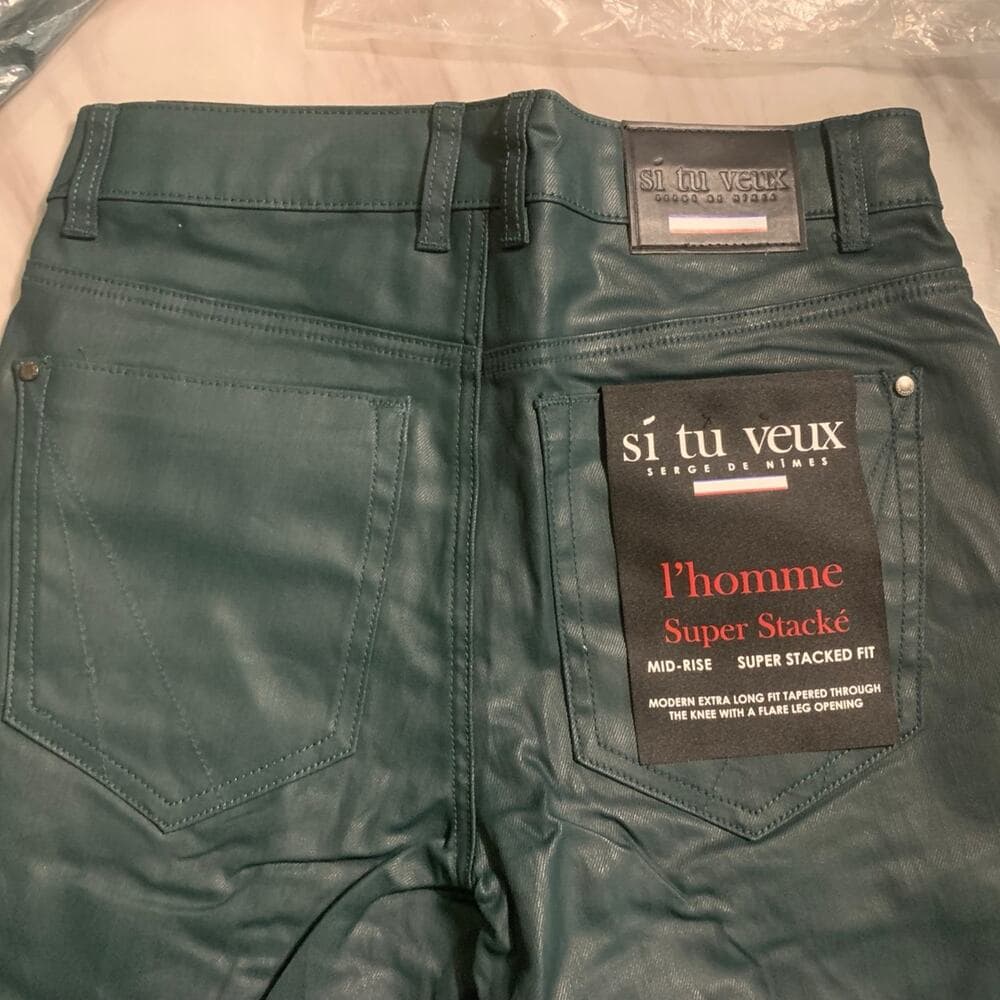 Si Tu Veux Superstack Hunter Green Wax Mens Jeans Size 30 - Thumbnail 4