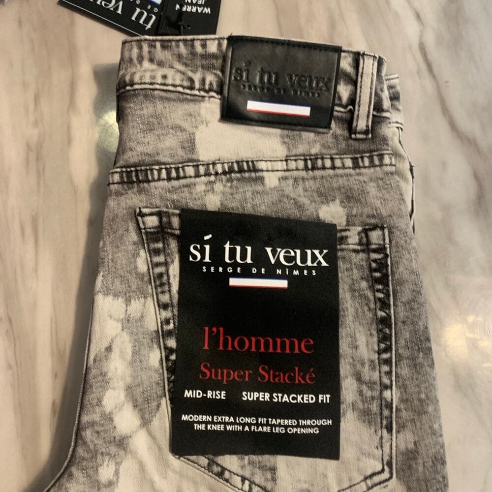 Si Tu Veux Superstack Grey Wash Mens Jeans Size 40 - Thumbnail 4
