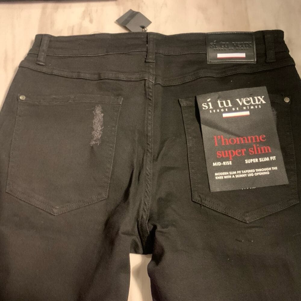 Si Tu Veux Superstack Black Wash Mens Jeans Size 34 - Thumbnail 7