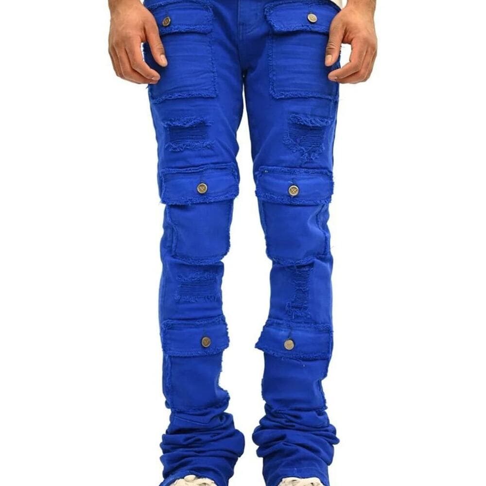 Doctrine Savant Super Stacked Cargo Jeans Royal Blue Size 32 - Thumbnail 10