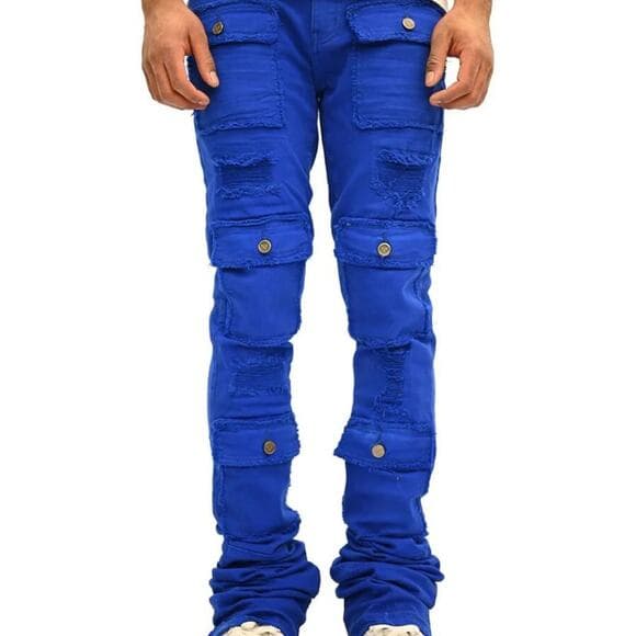 Doctrine Savant Super Stacked Cargo Jeans Royal Blue Size 32 - Thumbnail 12