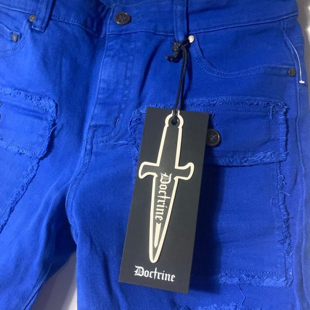 Doctrine Savant Super Stacked Cargo Jeans Royal Blue Size 34 - Thumbnail 2