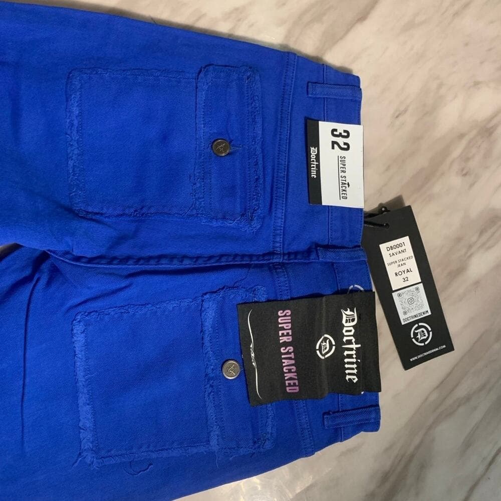 Doctrine Savant Super Stacked Cargo Jeans Royal Blue Size 32 - Thumbnail 8