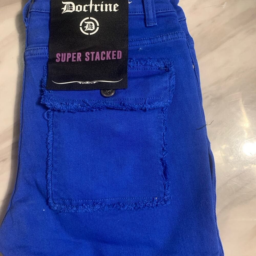 Doctrine Savant Super Stacked Cargo Jeans Royal Blue Size 32 - Thumbnail 8