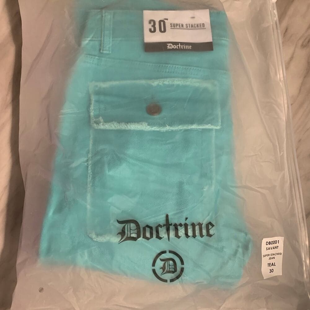 DOCTRINE DENIM (SAVANT TEAL SUPER STACKED JEAN) SIZE 32 - Thumbnail 5
