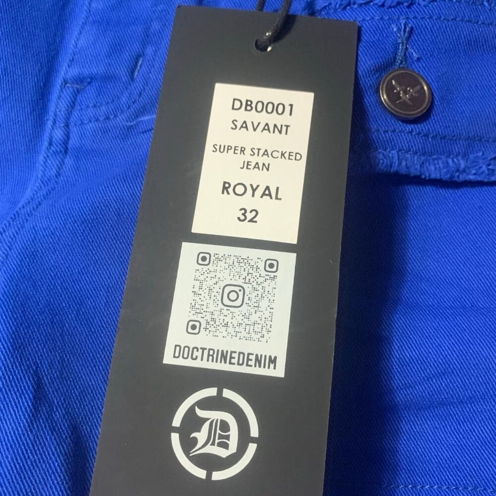 Doctrine Savant Super Stacked Cargo Jeans Royal Blue Size 32 - Thumbnail 3