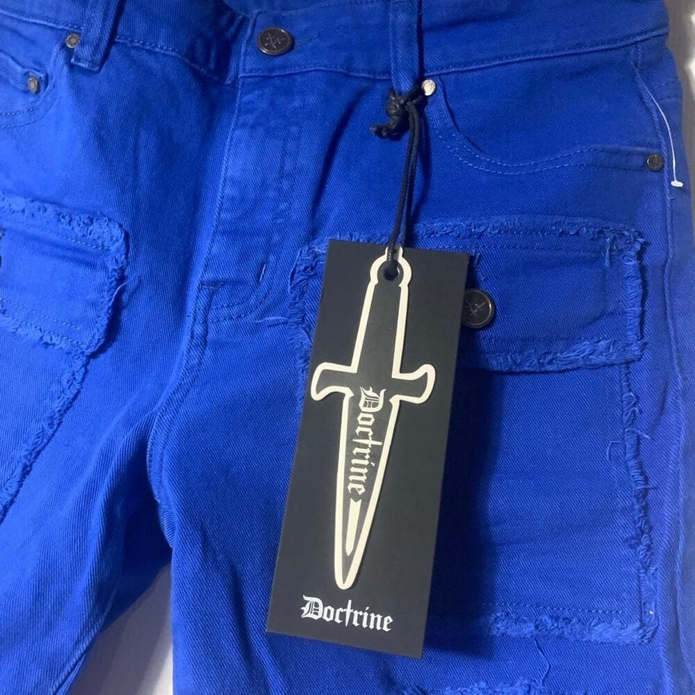 Doctrine Savant Super Stacked Cargo Jeans Royal Blue Size 32 - Thumbnail 2