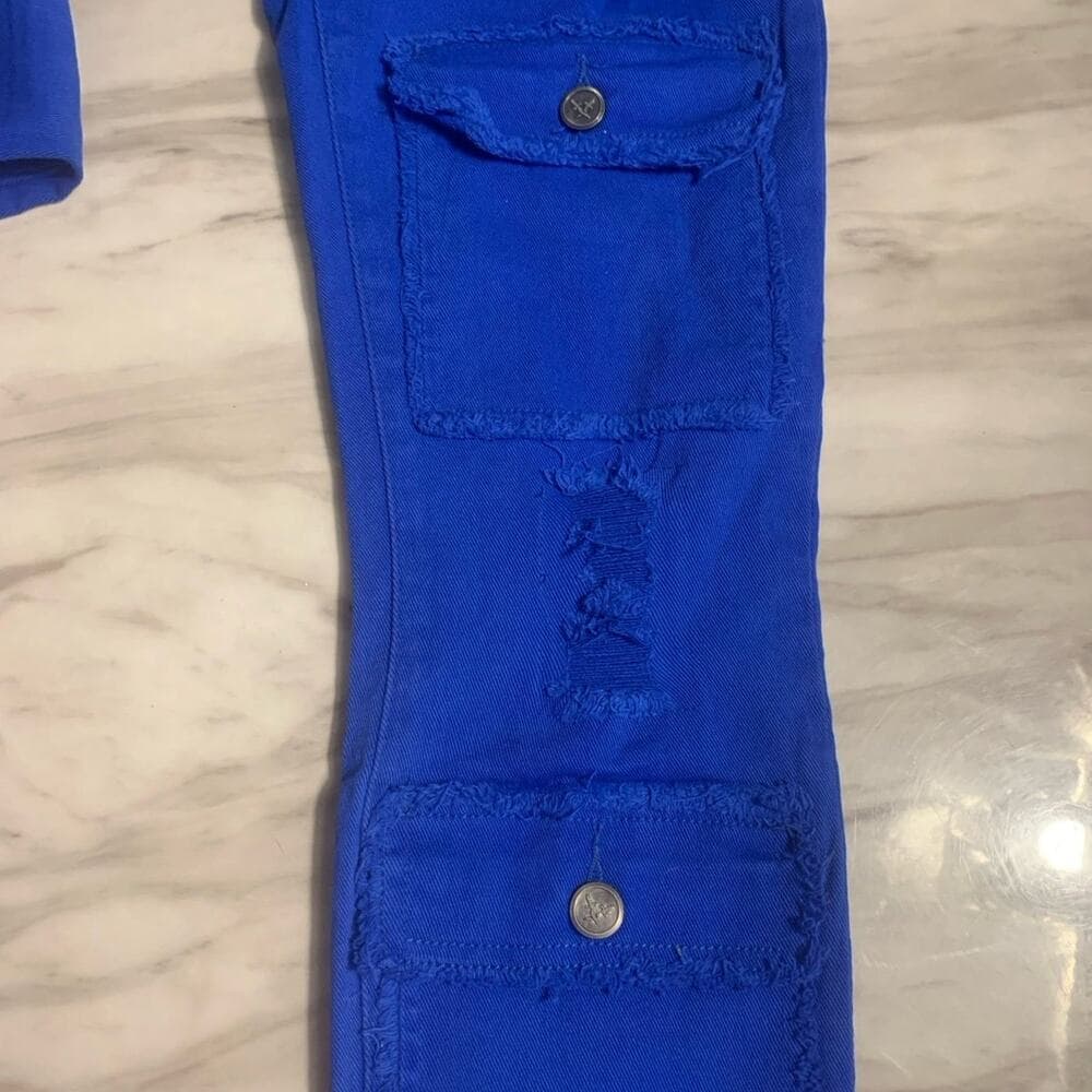 Doctrine Savant Super Stacked Cargo Jeans Royal Blue Size 32 - Thumbnail 7