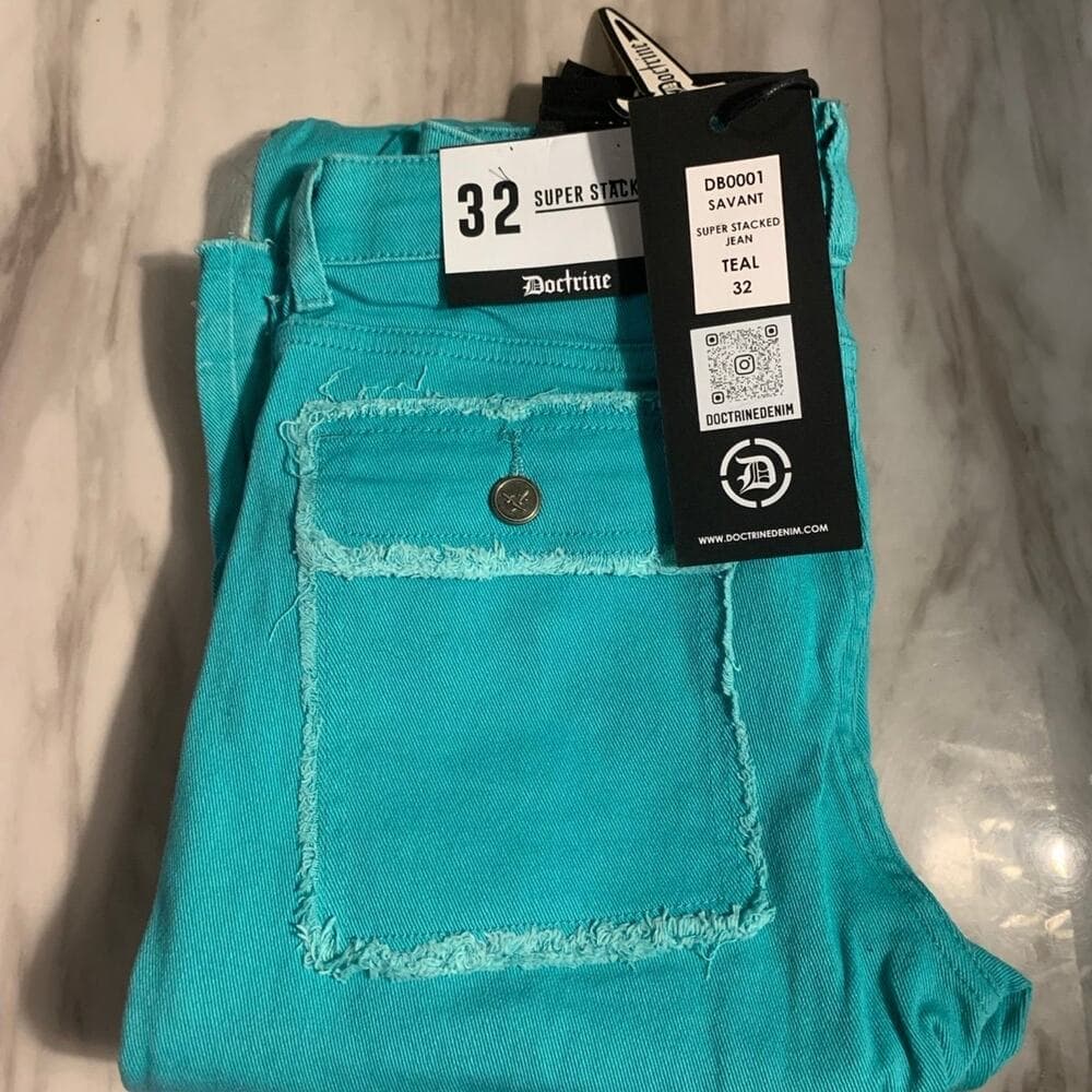 DOCTRINE DENIM (SAVANT TEAL SUPER STACKED JEAN) SIZE 32 - Thumbnail 5
