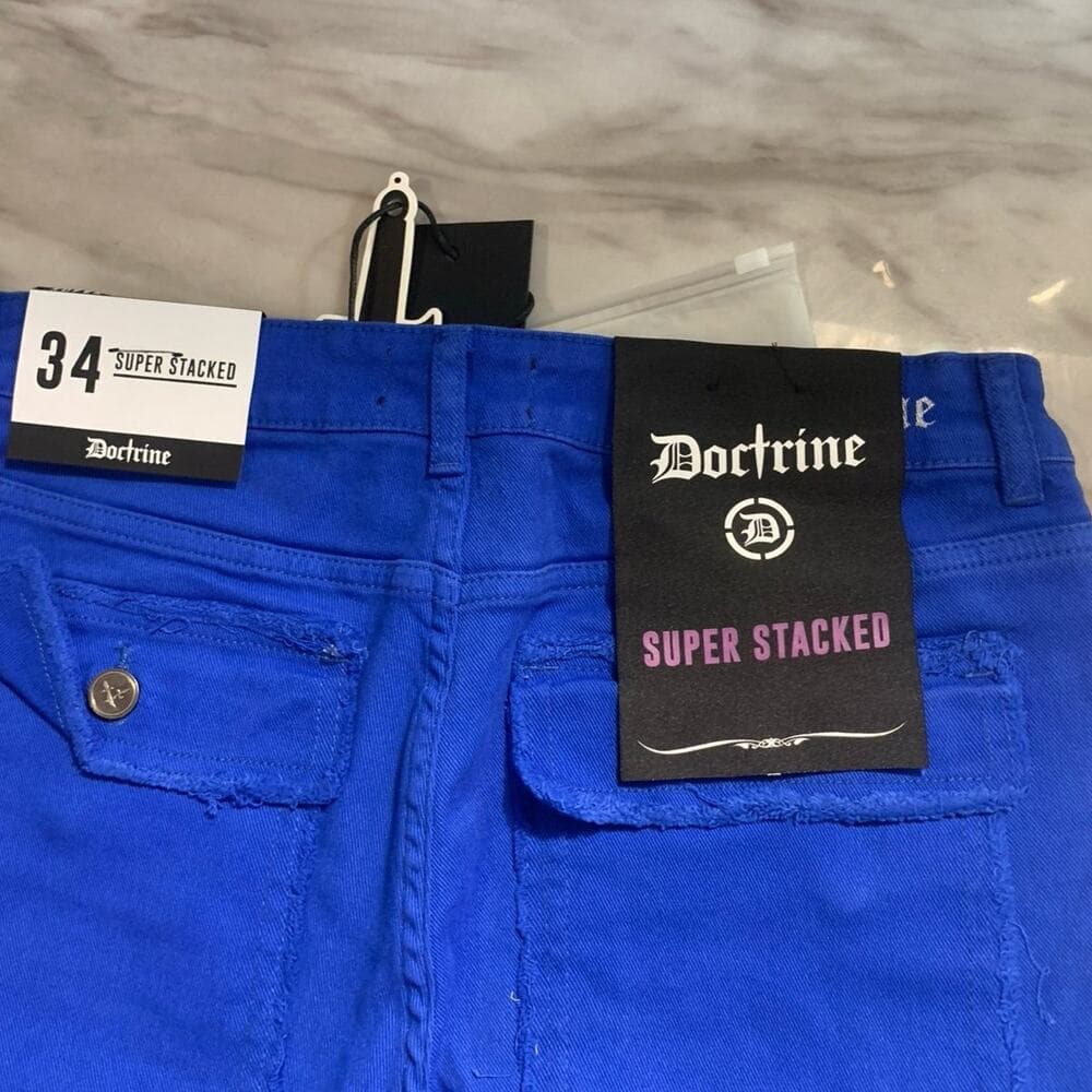 Doctrine Savant Super Stacked Cargo Jeans Royal Blue Size 34 - Thumbnail 6