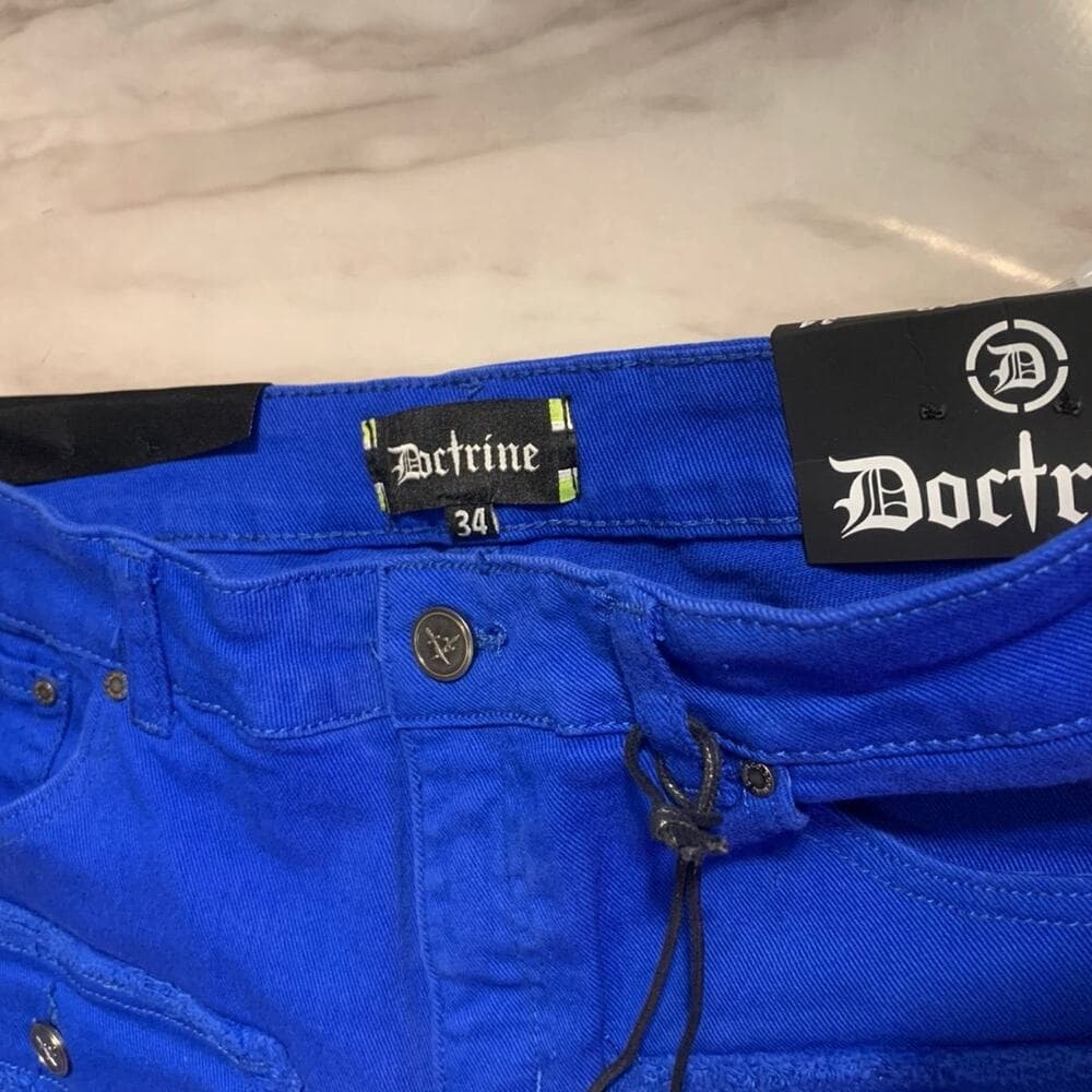 Doctrine Savant Super Stacked Cargo Jeans Royal Blue Size 34 - Thumbnail 9