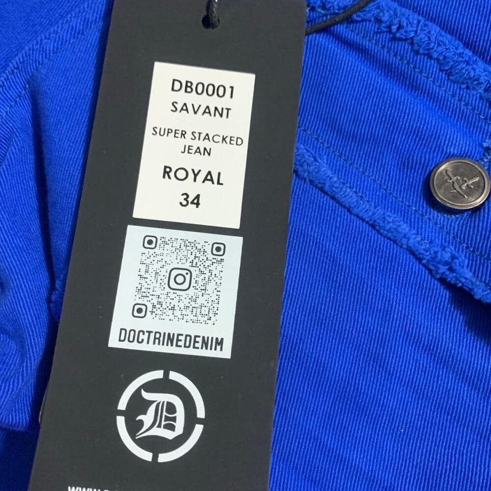 Doctrine Savant Super Stacked Cargo Jeans Royal Blue Size 34 - Thumbnail 8