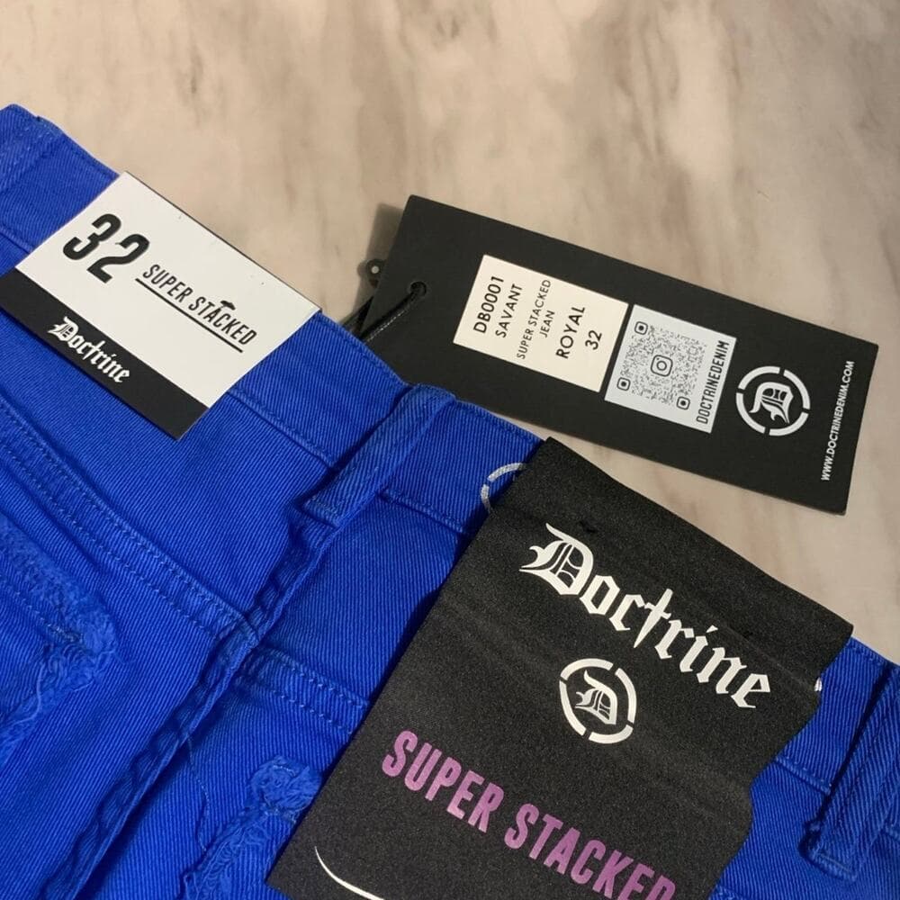 Doctrine Savant Super Stacked Cargo Jeans Royal Blue Size 32 - Thumbnail 6