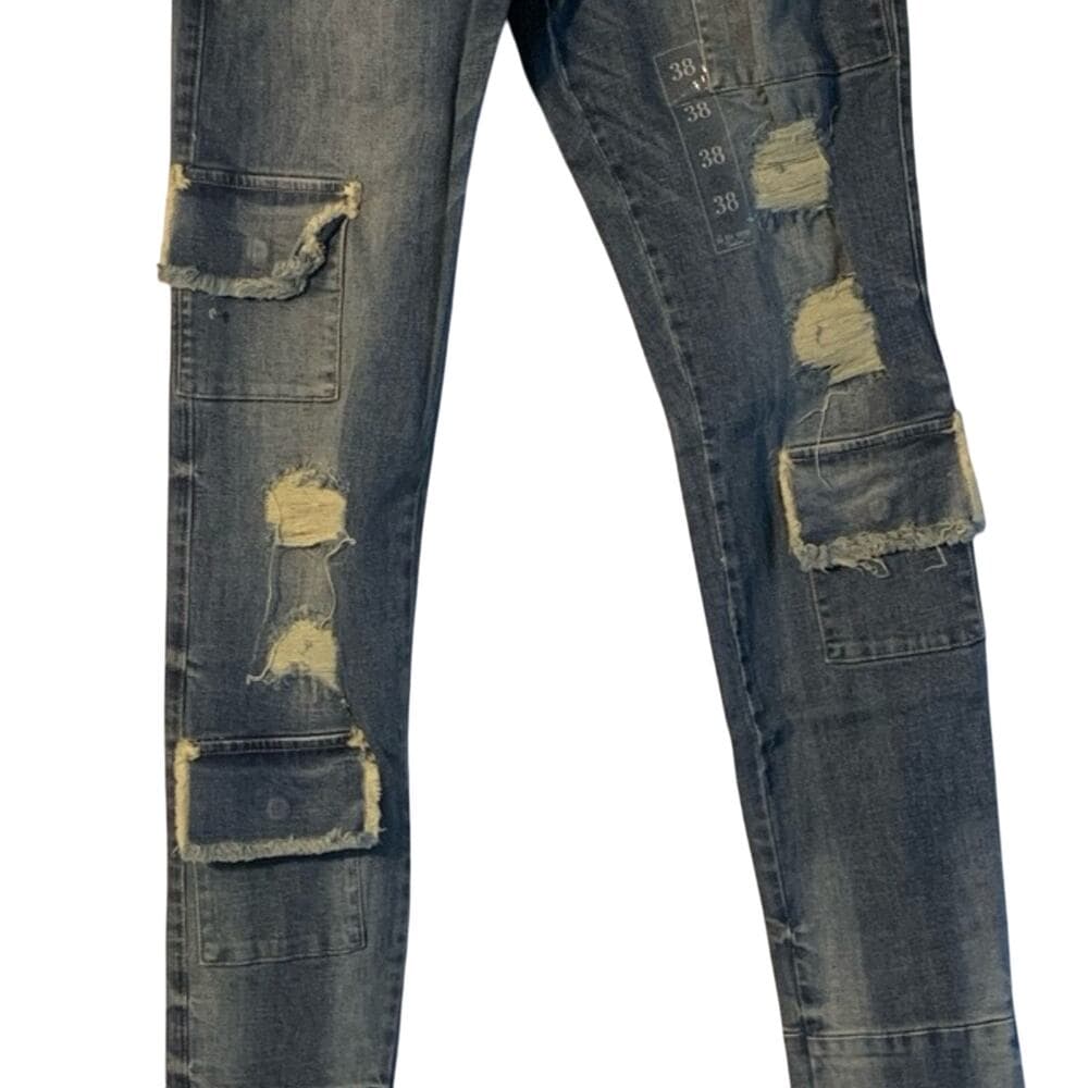 Si Tu Veux Superstack Indigo Wash Mens Jeans Size 38 - Thumbnail 8