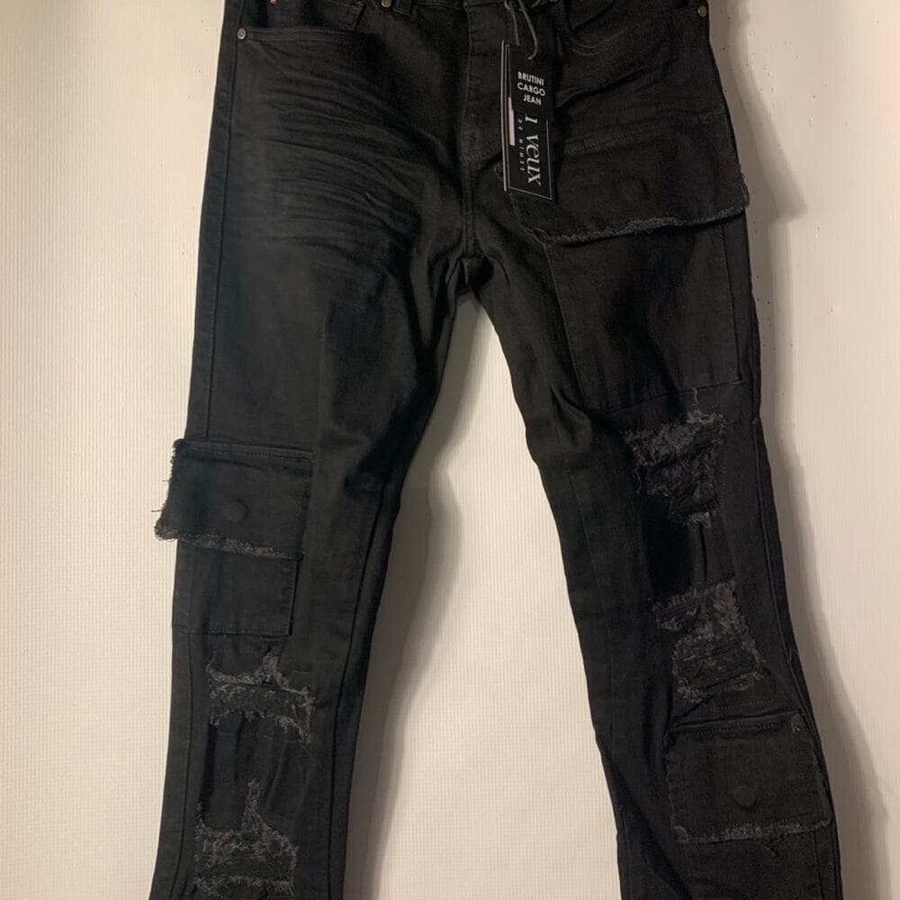 Si Tu Veux Superstack Jet Black Mens Jeans Size 38 - Thumbnail 2