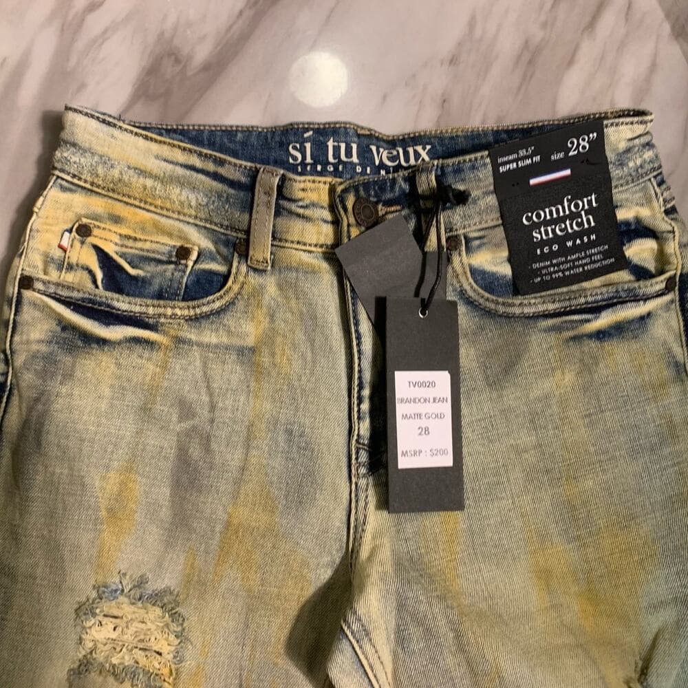 Si Tu Veux Superstack Matte Gold Mens Jeans Size 28 - Thumbnail 5