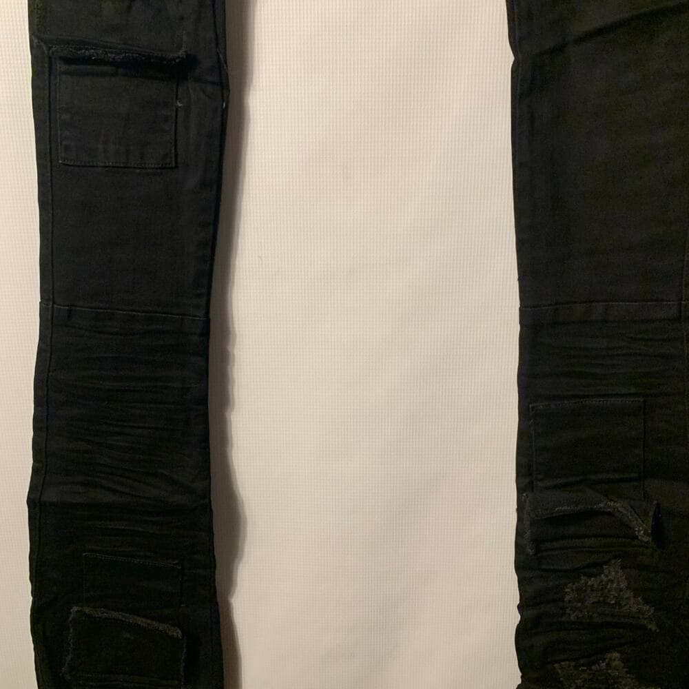 Si Tu Veux Superstack Jet Black Mens Jeans Size 38