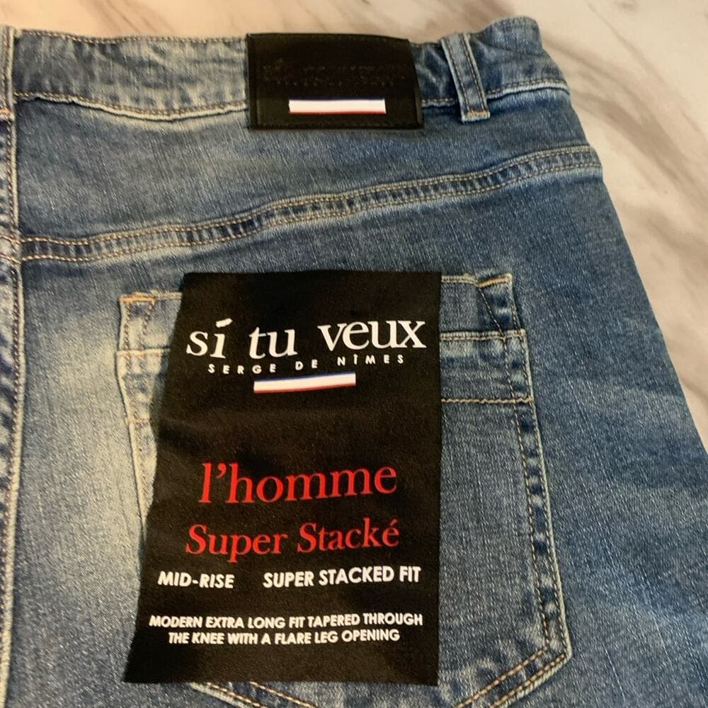 Si Tu Veux Superstack Indigo Wash Mens Jeans Size 38 - Thumbnail 6