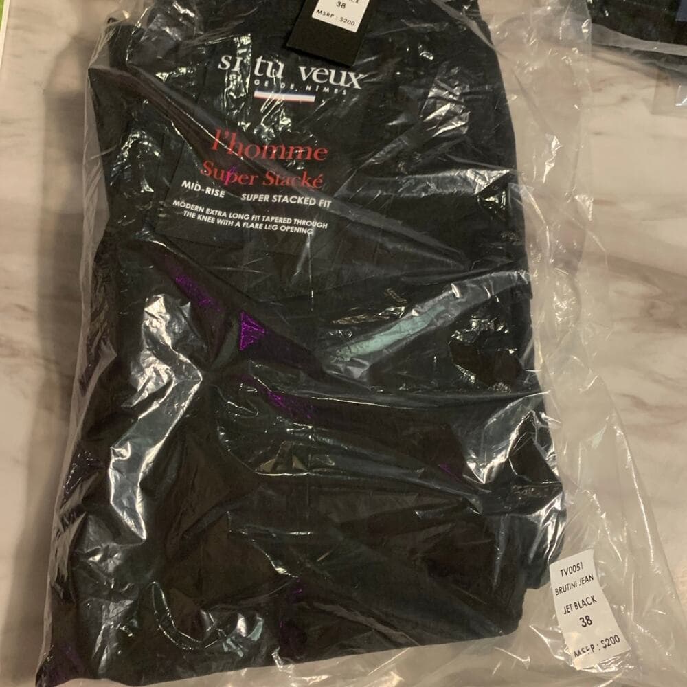 Si Tu Veux Superstack Jet Black Mens Jeans Size 38 - Thumbnail 7