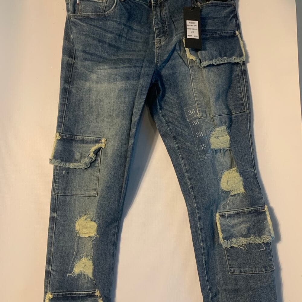 Si Tu Veux Superstack Indigo Wash Mens Jeans Size 38 - Thumbnail 2