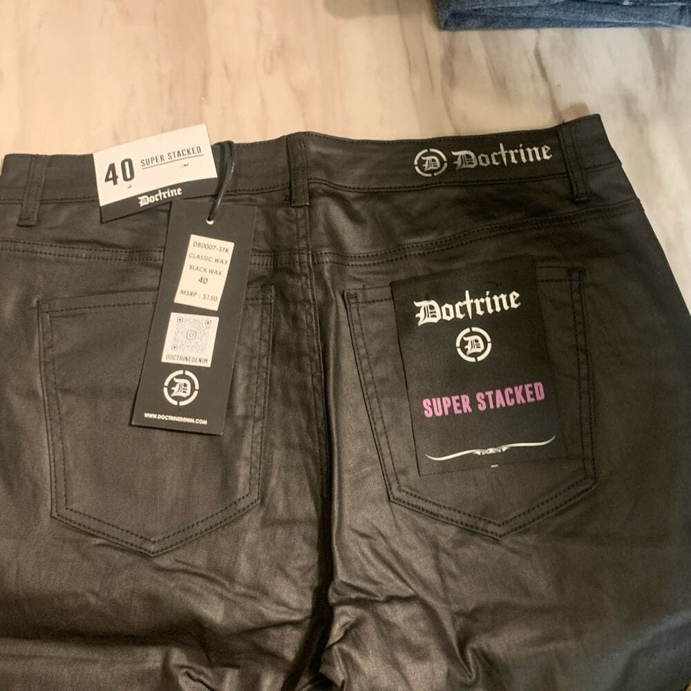 Doctrine Superstack Black Wax Mens Jeans Size 40 - Thumbnail 4