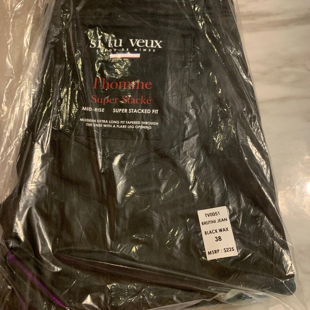 Si Tu Veux Superstack Black Wax Mens Jeans Size 38 - Thumbnail 8