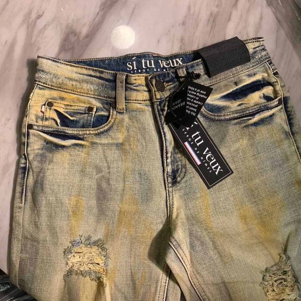 Si Tu Veux Superstack Matte Gold Mens Jeans Size 28 - Thumbnail 6