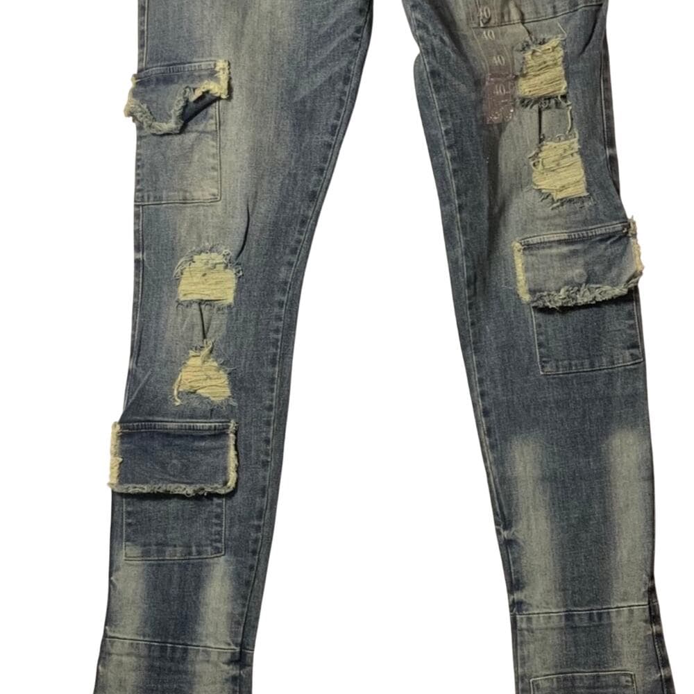 Si Tu Veux Superstack Indigo Wash Mens Jeans Size 40 - Thumbnail 8
