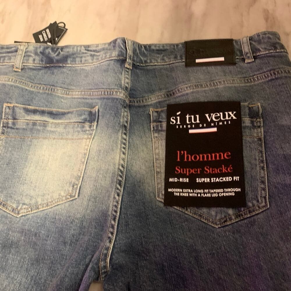 Si Tu Veux Superstack Indigo Wash Mens Jeans Size 40 - Thumbnail 2