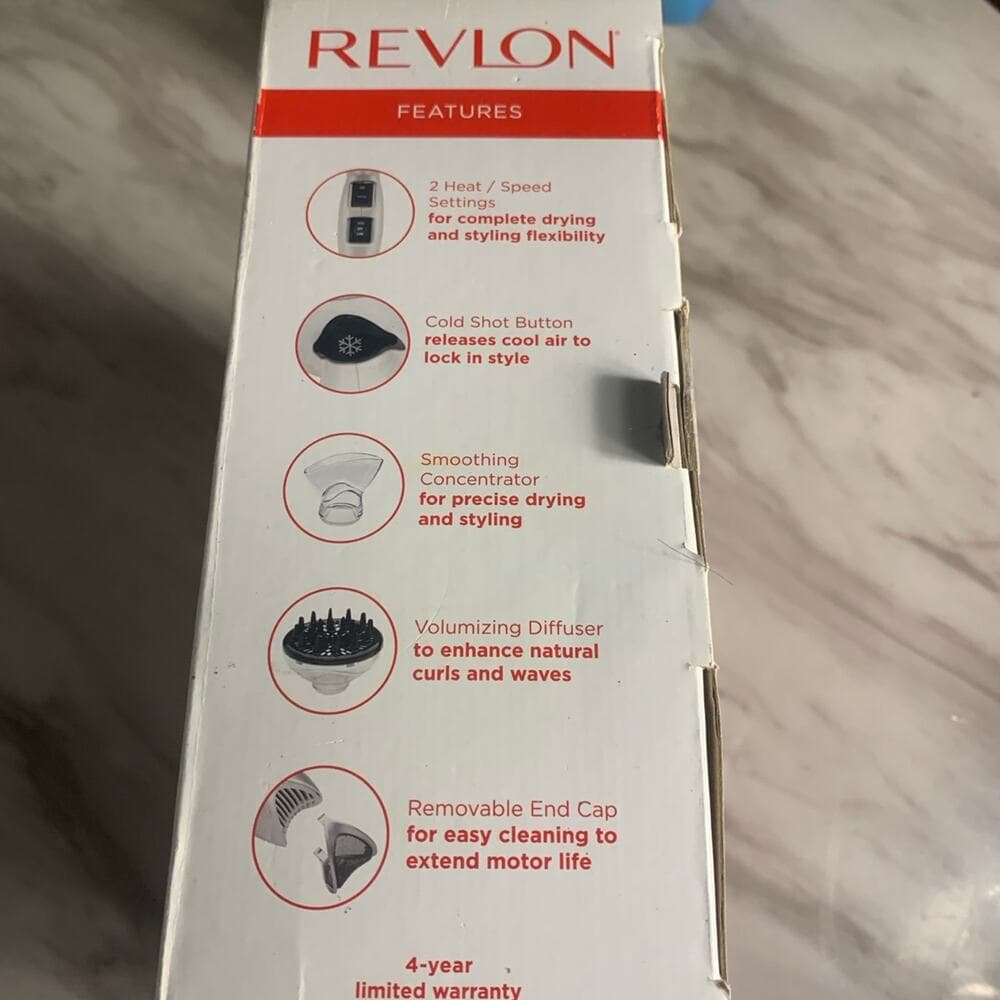 Revlon 1875W Infrared Heat + Ceramic Hair Dryer, White - Thumbnail 3