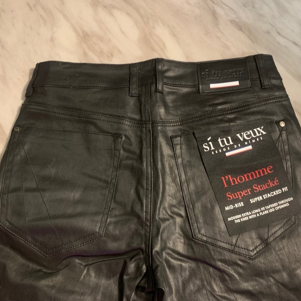 Si Tu Veux Superstack Black Wax Mens Jeans Size 30 - Thumbnail 4