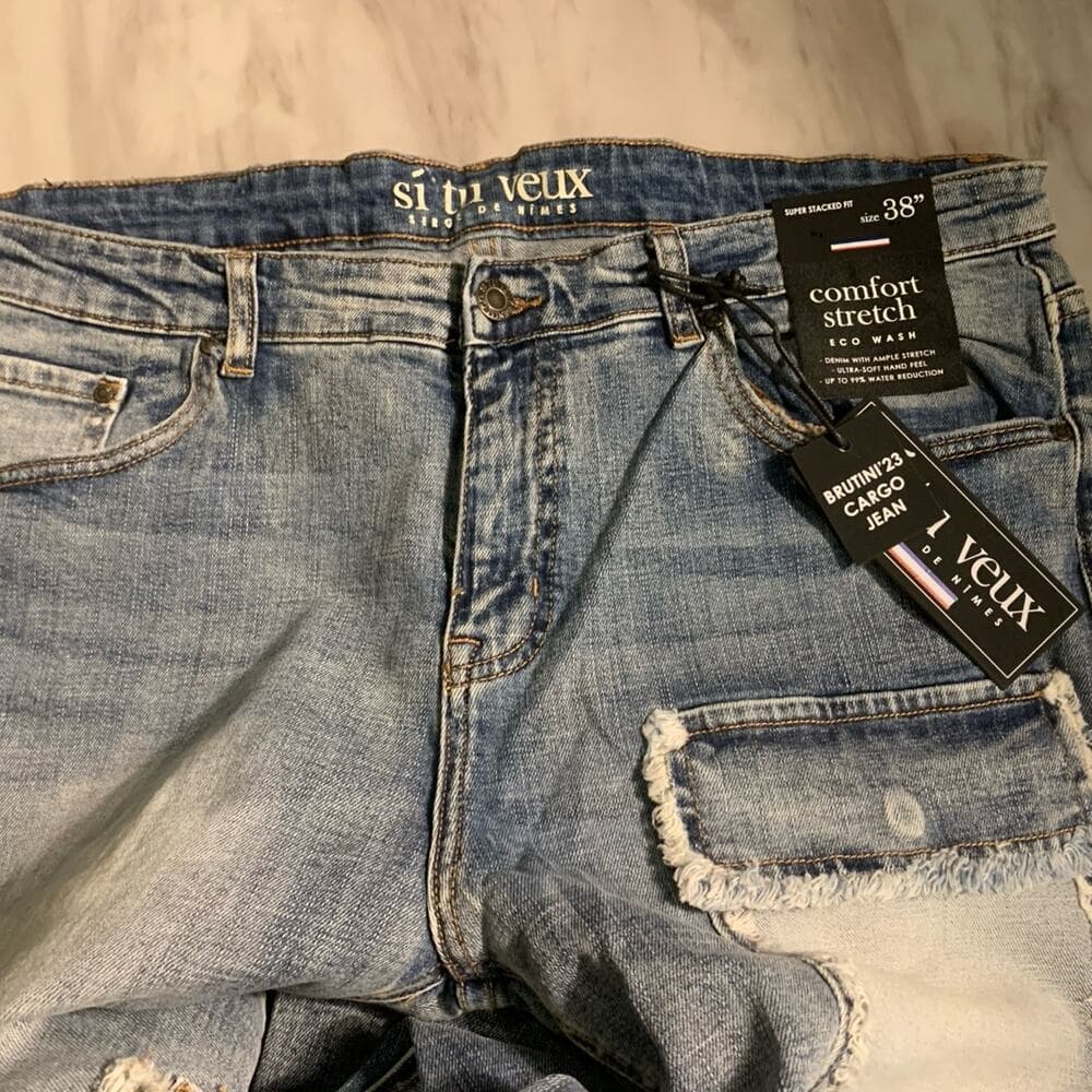 Si Tu Veux Superstack Indigo Wash Mens Jeans Size 38 - Thumbnail 6