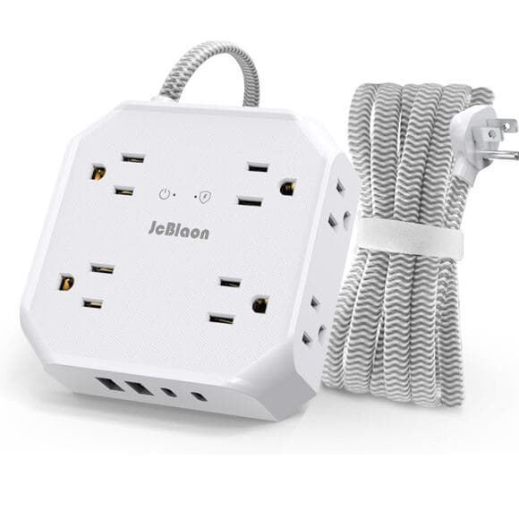 Surge Protector Power Strip, Ultra Thin Flat Plug Extension - Thumbnail 5