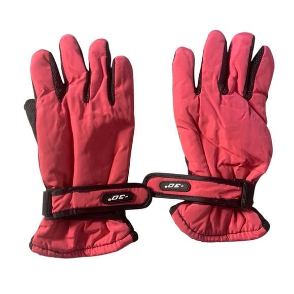 Winter Water Resistant Easy Grip Fleece Thermal Skiing Work Gloves Mittens Pink - Thumbnail 3