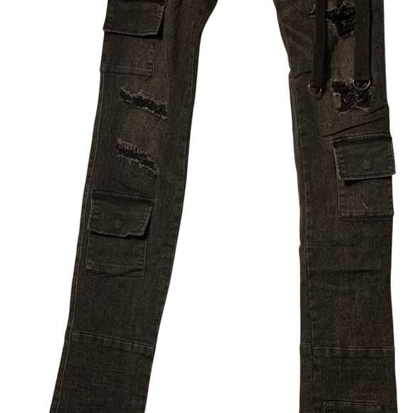Si Tu Veux Superstack Black Wash Mens Jeans Size 34 - Thumbnail 9