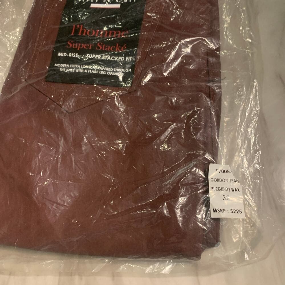 Si Tu Veux Superstack Burgundy Wax Mens Jeans Size 32 - Thumbnail 6