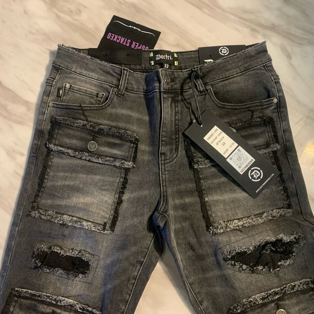 Doctrine Superstack Jet Black Mens Jeans Size 32 - Thumbnail 4
