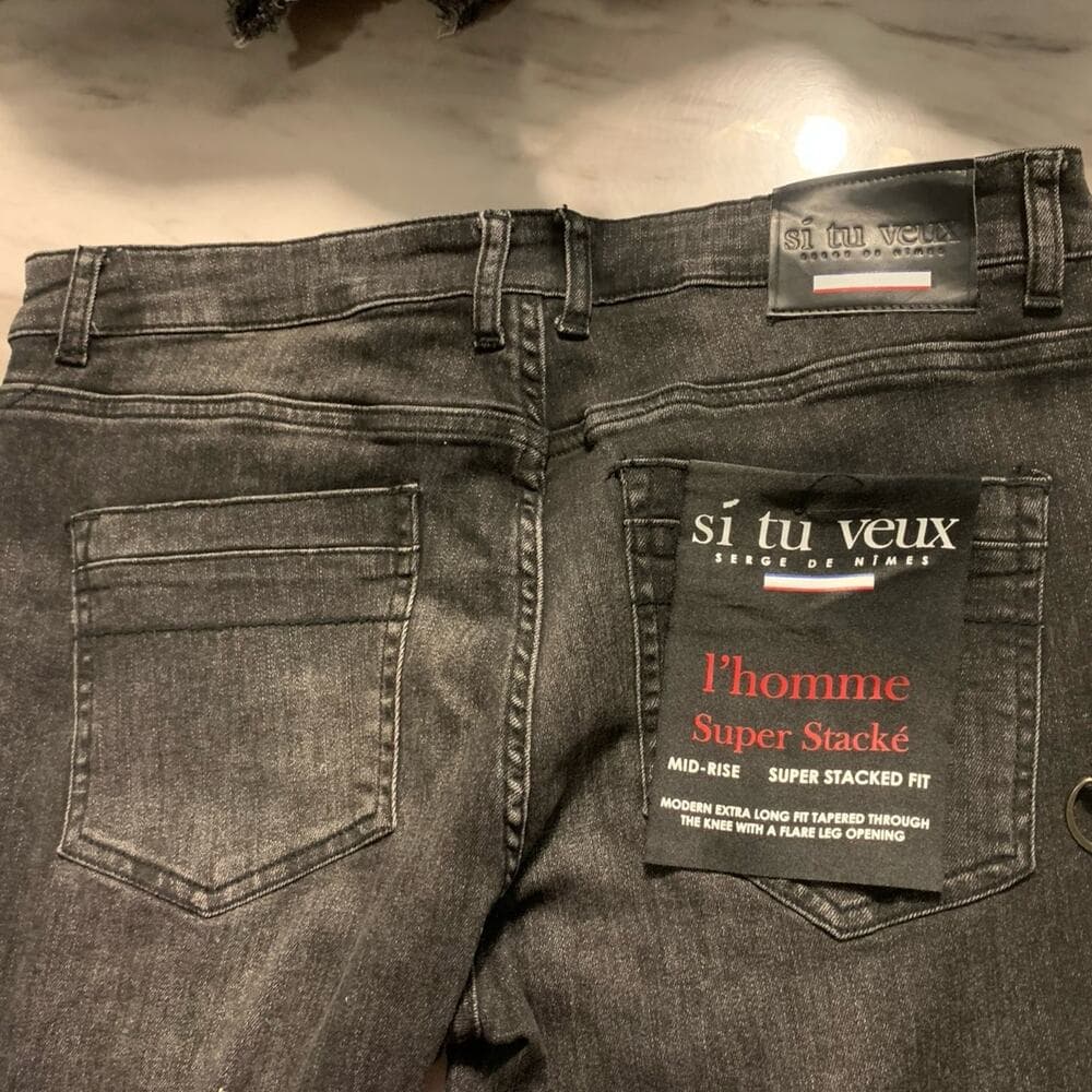 Si Tu Veux Superstack Black Wash Mens Jeans Size 34 - Thumbnail 7