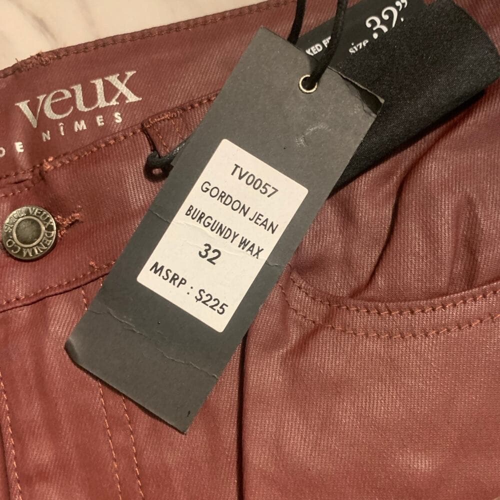 Si Tu Veux Superstack Burgundy Wax Mens Jeans Size 32 - Thumbnail 4