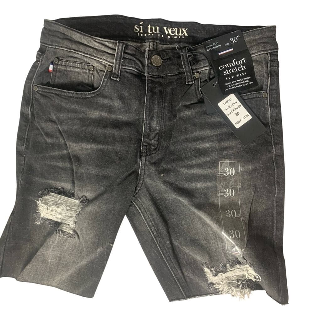 Si Tu Veux Alix Jean Black Wash Mens Shorts Size 30 - Thumbnail 5