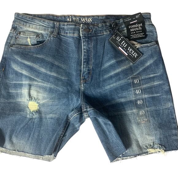 Si Tu Veux Alix Jean Indigo Wash Mens Shorts Size 40 - Thumbnail 5