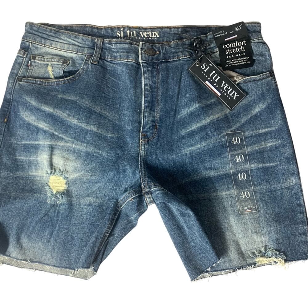 Si Tu Veux Alix Jean Indigo Wash Mens Shorts Size 40 - Thumbnail 4