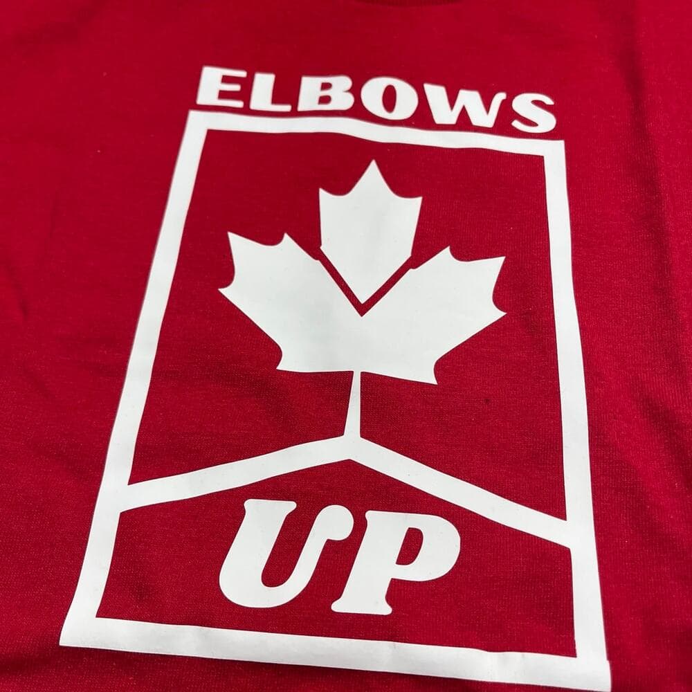 Red T-Shirt Canada - Elbows Up - Retro Size Small - Thumbnail 2