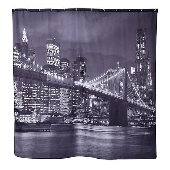 3D printing night view pattern waterproof shower curtain - Thumbnail 5