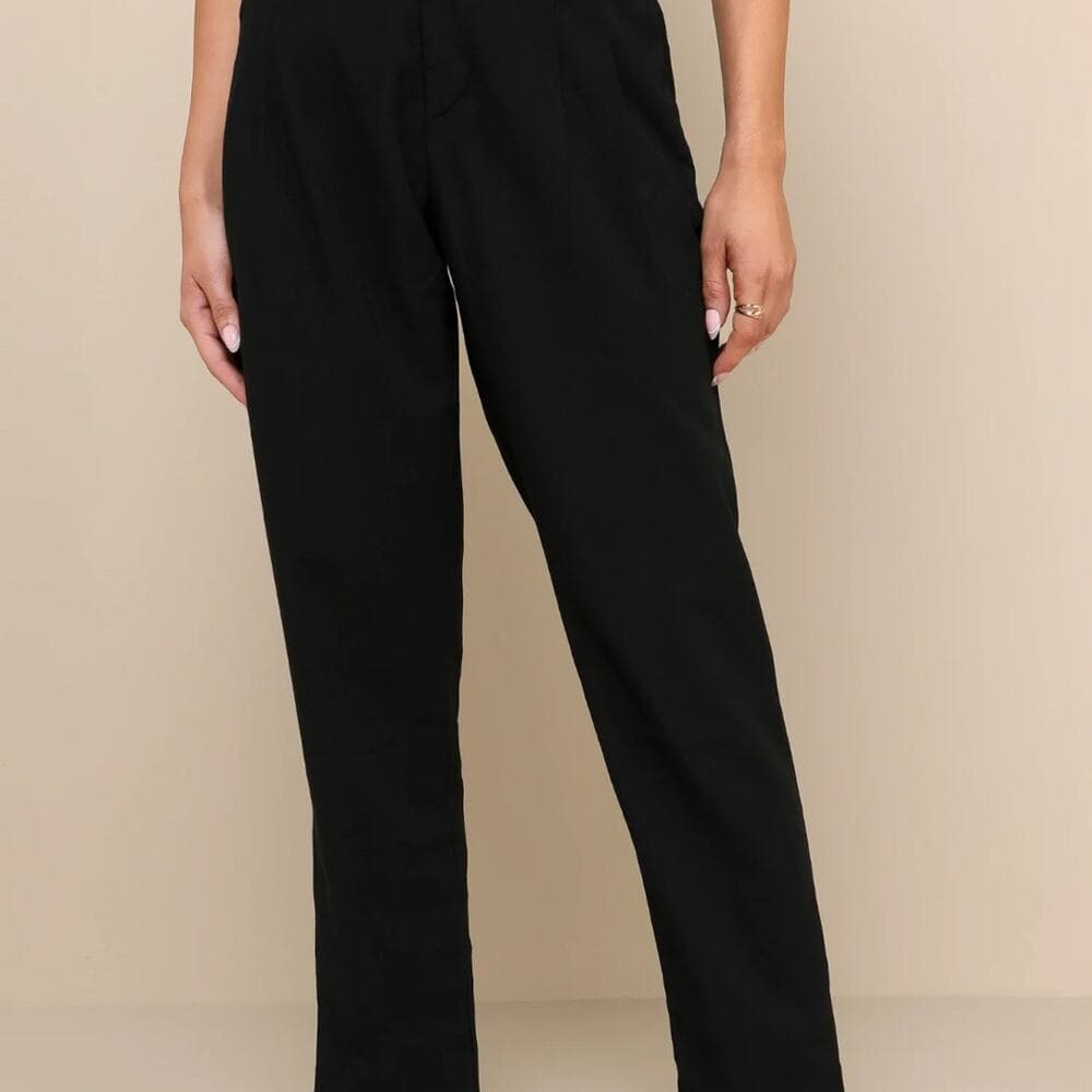 Lulus Strictly Business Black High-Waisted Trouser Pants Size Medium